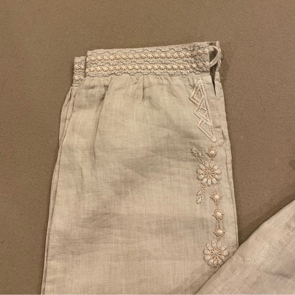 JW Los Angeles Linen Embroidered Joggers Size Small - Picture 3 of 13